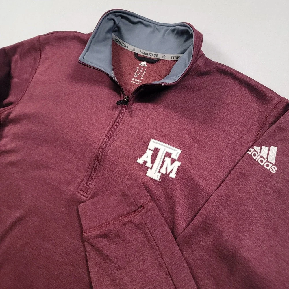 Adidas Team Issue 1/4 Zip Pullover Mens XL Maroon Heathered Texas A&M Fleece